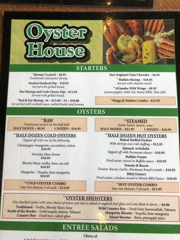 Menu at Oyster House restaurant, LaGrange