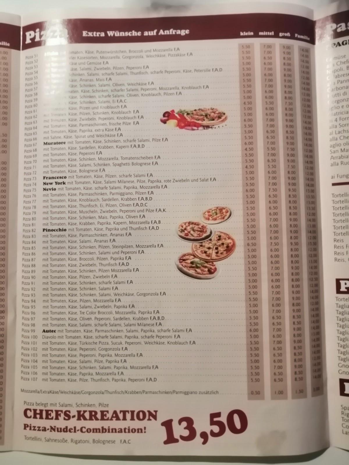 Speisekarte von San Marco '97 pizza, Schifferstadt