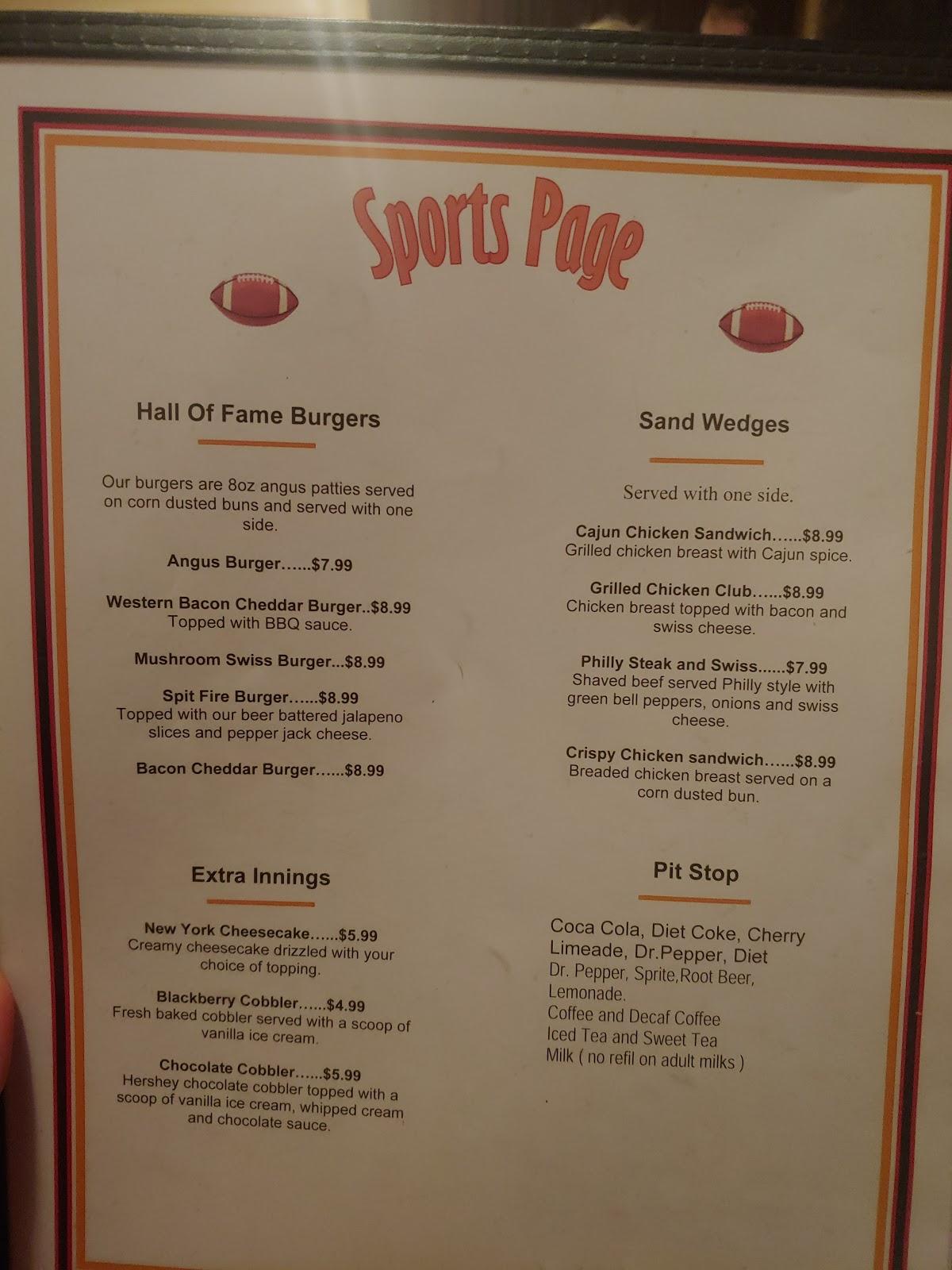 Menu At Sports Page Steakhouse Coweta OK 51 Suite B   R73b Sports Page Steakhouse Menu 