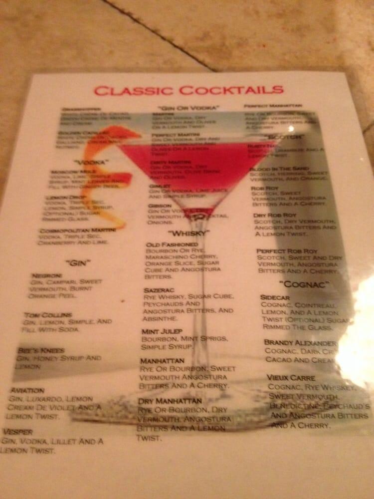 Carta de The Z Bar, Reno