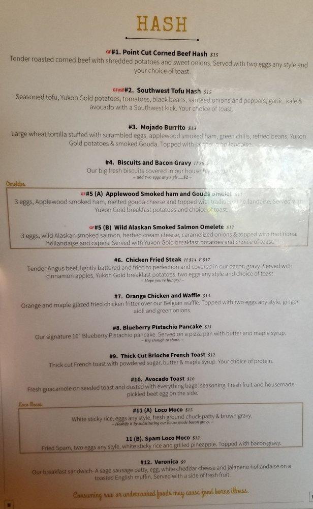 Menu at Hash restaurant, Olympia