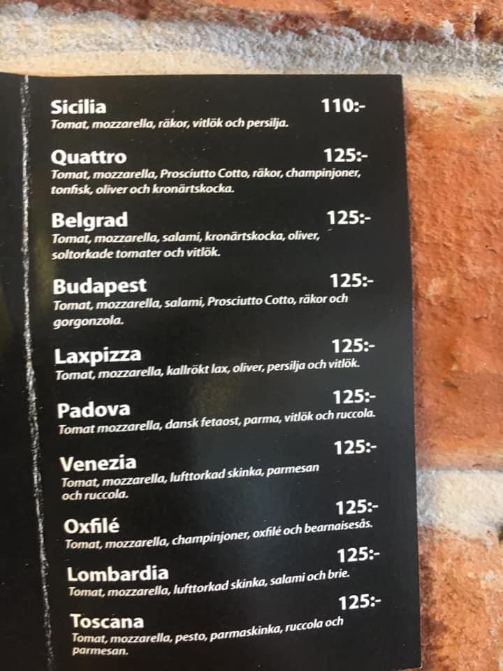 Menu at Italian Piazza pizzeria, Köping