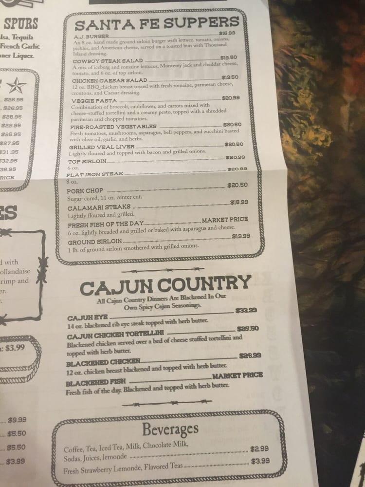 Menu at A J Spurs Saloon & Dining Hall pub & bar, Buellton