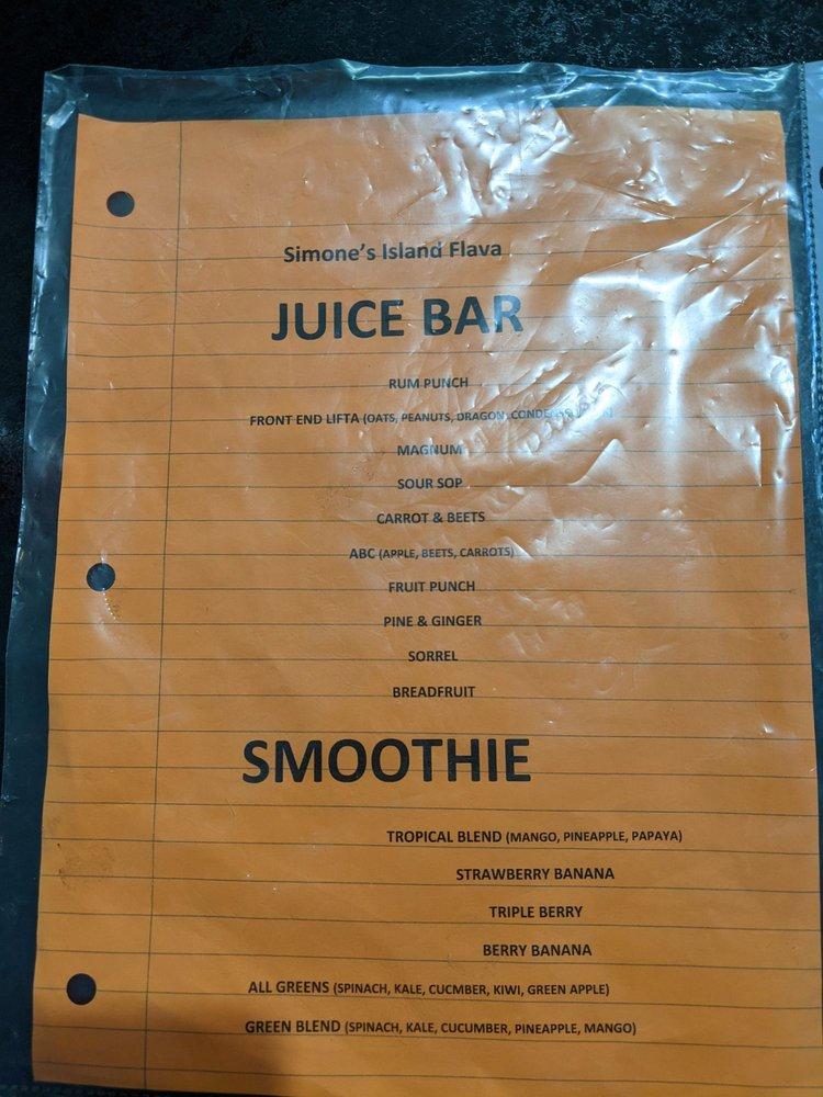 Menu at Simones Island Flava pub & bar, Miramar