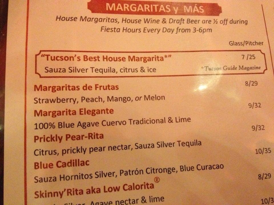 Menu at El Charro Café Oro Valley restaurant, Tucson, N Oracle Rd 101