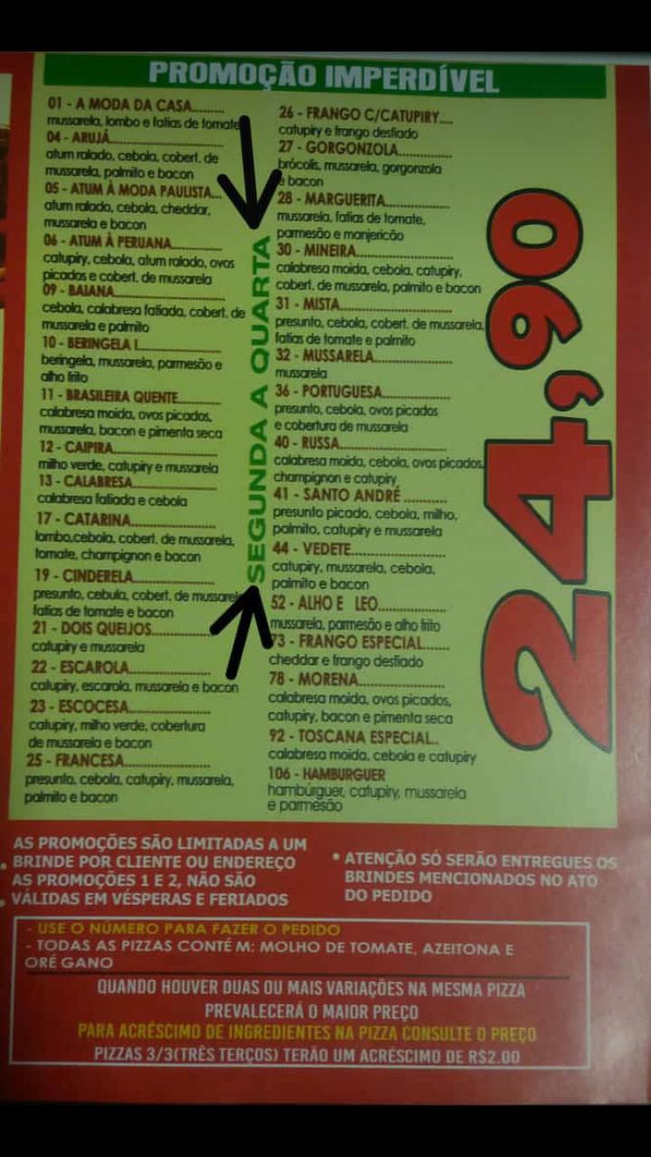 Pizzaria Fidelli cardápio