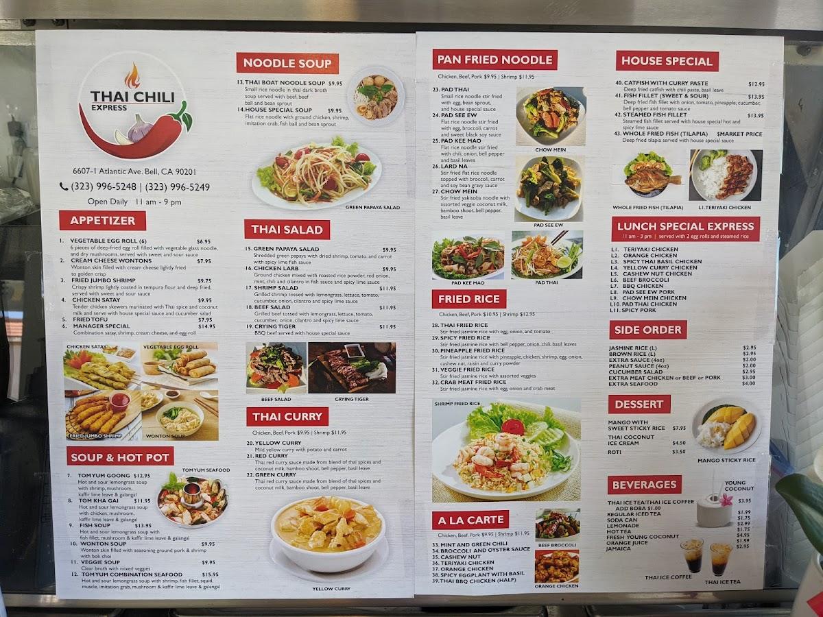 Carta del restaurante Thai Chili Express, Bell