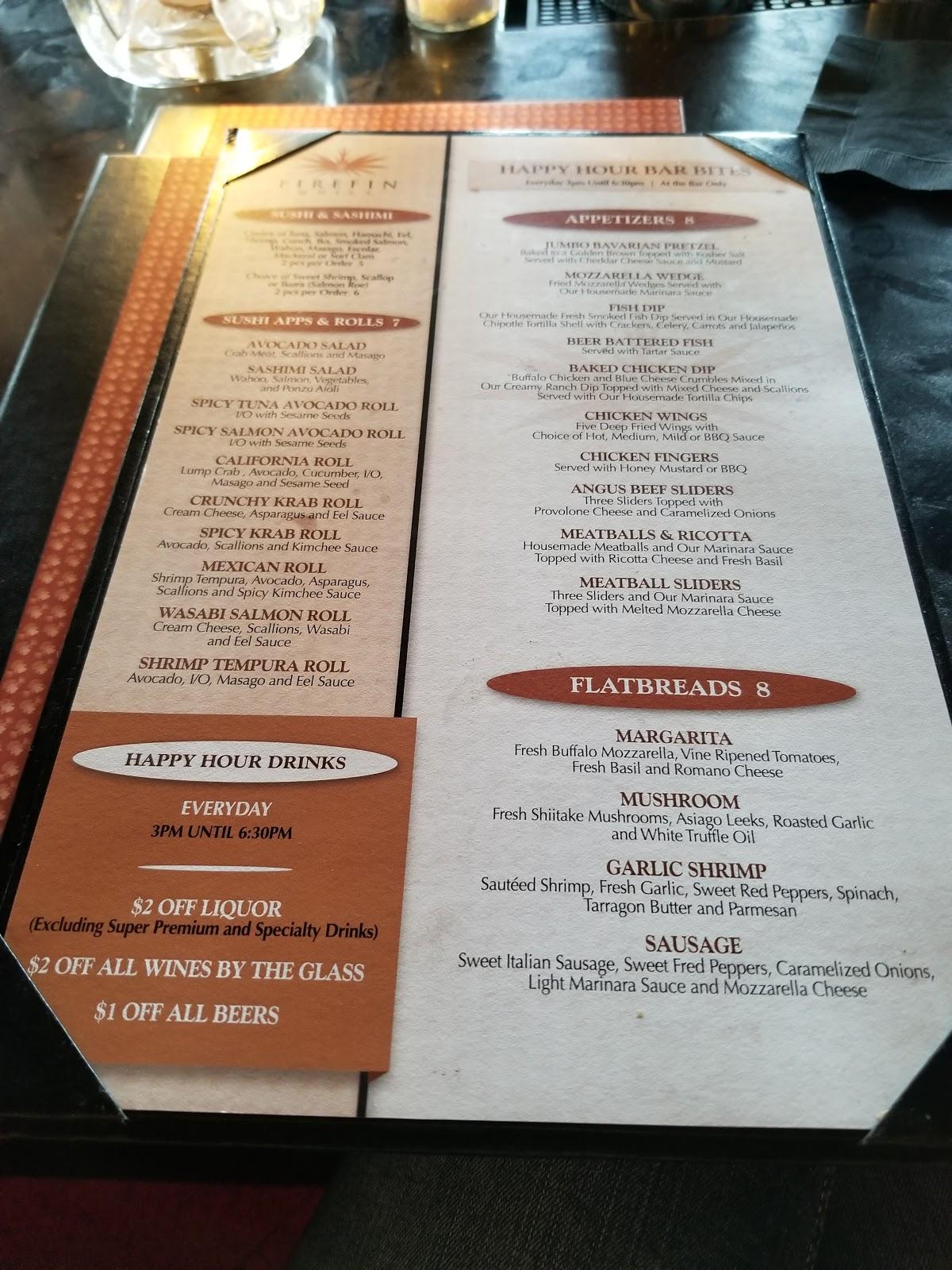 Menu at FireFin Grill restaurant, Palm Beach Gardens