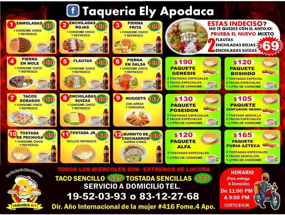 Menu At Taqueria Eli Restaurant, Ciudad Apodaca