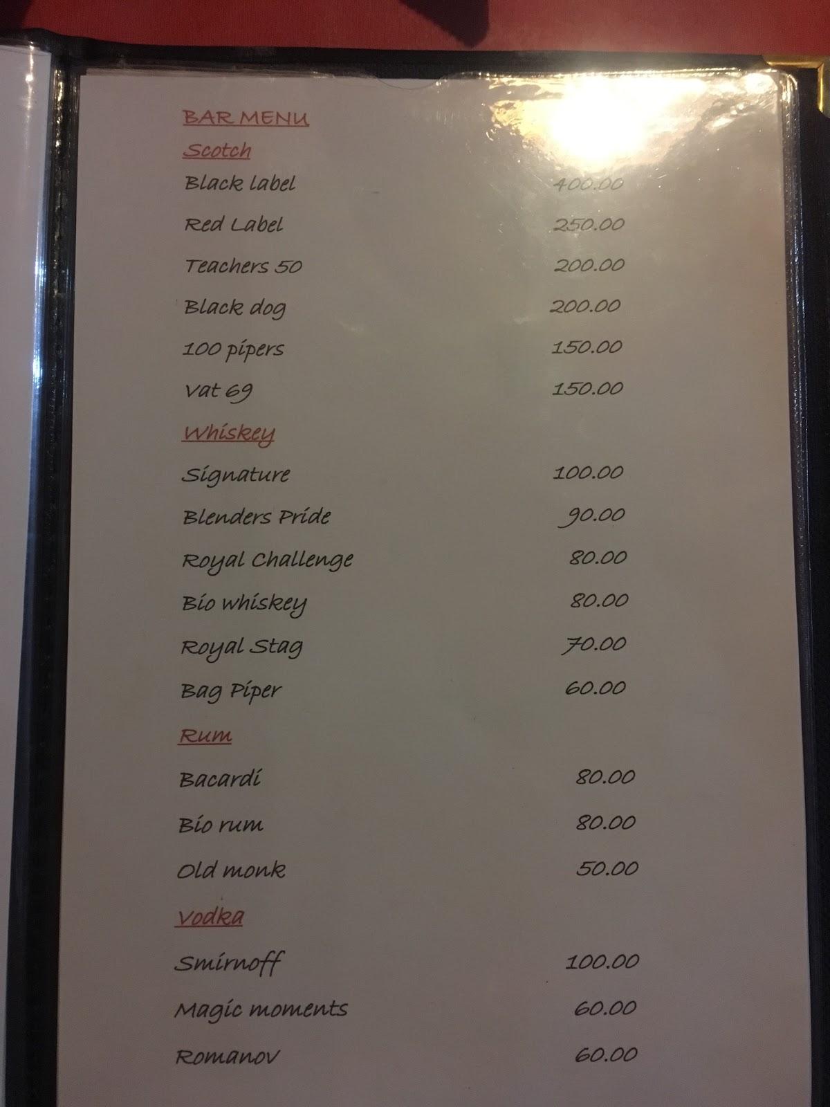 Tathagata Kitchen menu