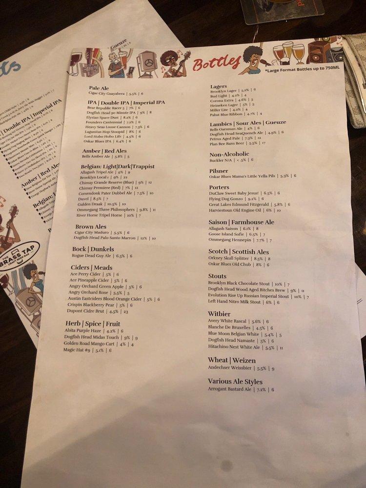 Menu at The Brass Tap pub & bar, Vineland