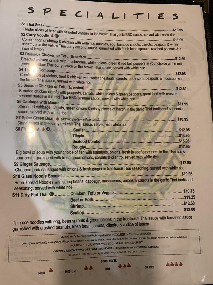 Menu at Thai Chef Restaurant, Grand Rapids
