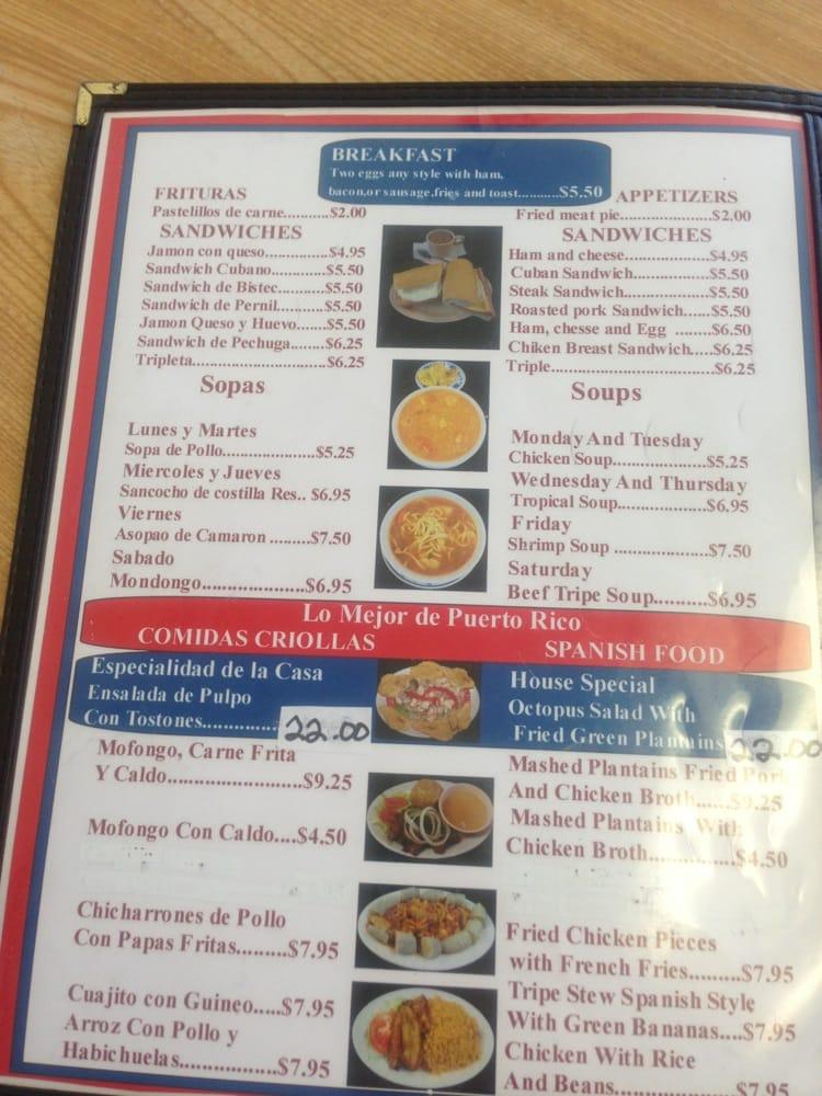 Menu at Kissimmee Bakery, Kissimmee