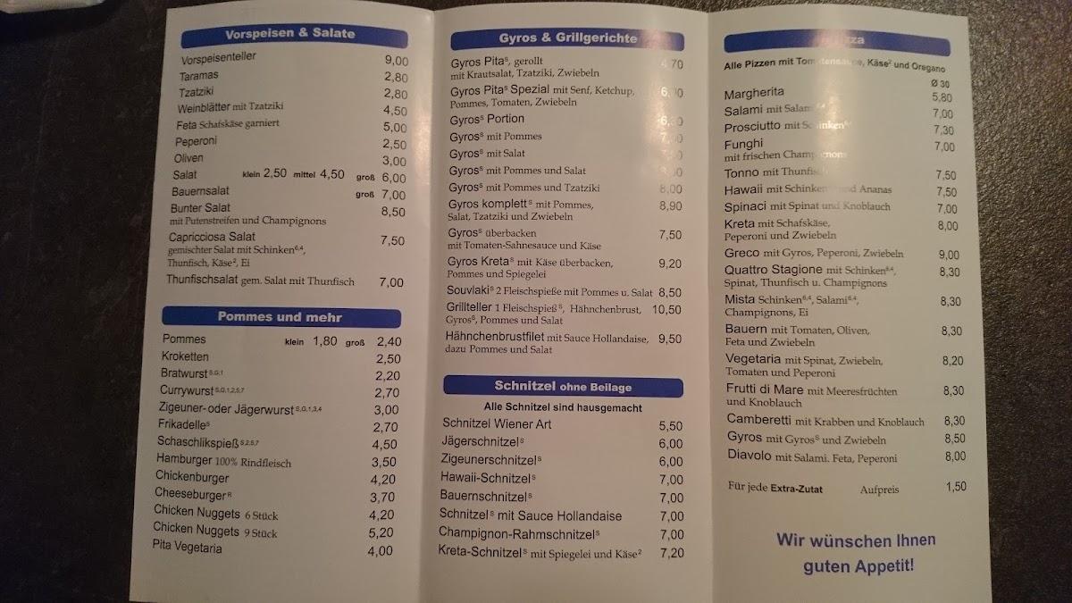 Speisekarte Von Kreta Grill Restaurant K Ln Schwedenweg