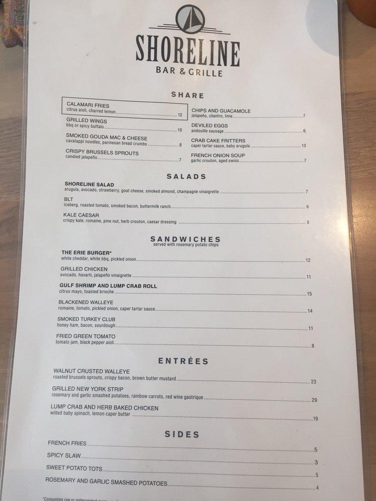 Menu at Shoreline Bar & Grille, Erie