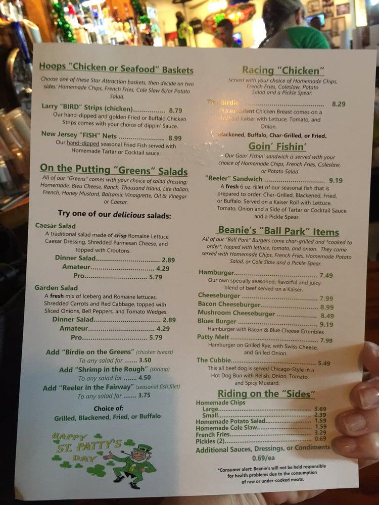 Menu at Beanie's Bar & Sports Grill, Ruskin