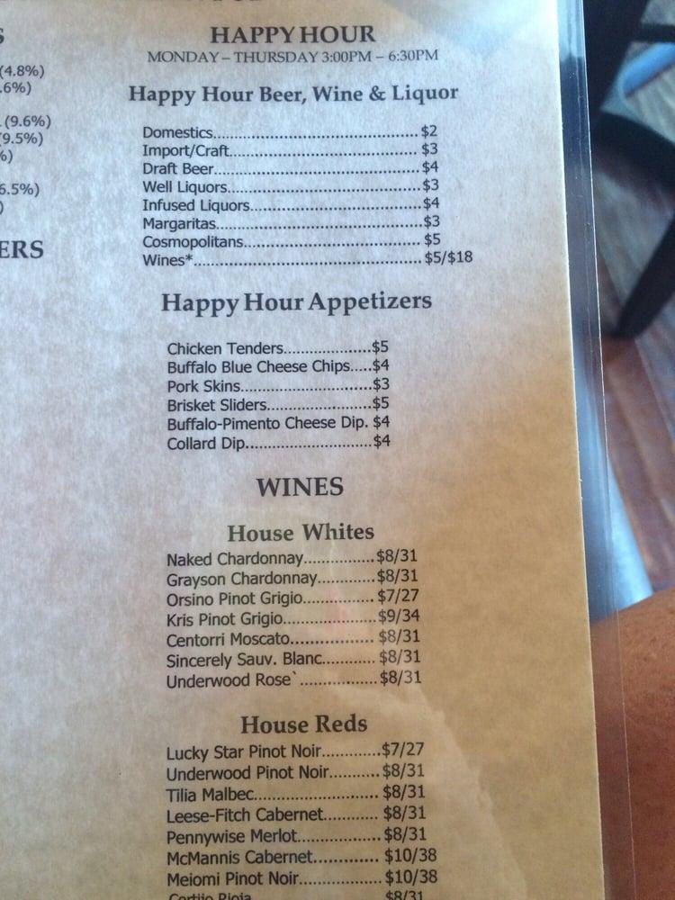 Menu at Southern Ale House restaurant, Tuscaloosa