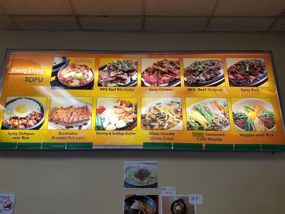 Menu at Young Dong Tofu BBQ, Arcadia