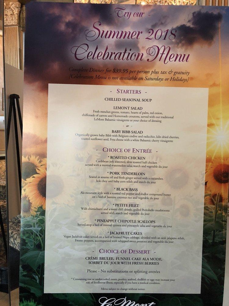 Menu at LeMont Restaurant, Pittsburgh