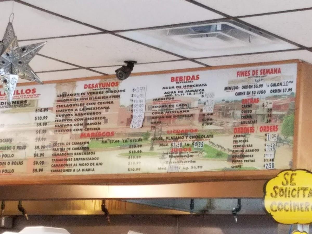 Menu at Taquería Jalisco restaurant, Blue Island, Western Ave