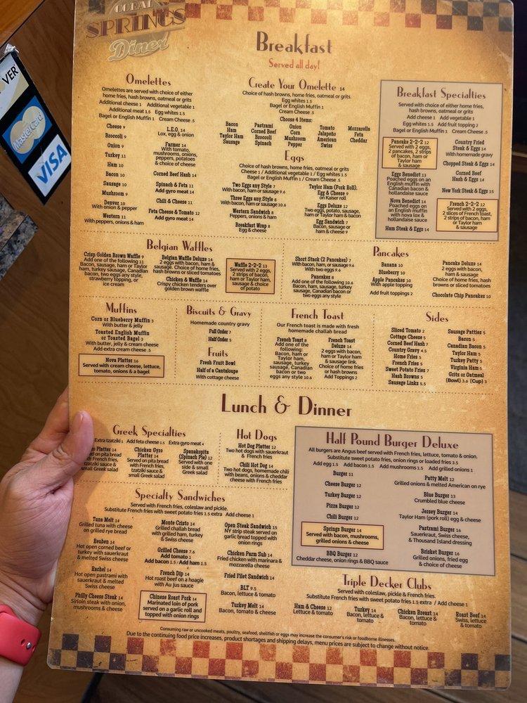 Menu at Coral Springs Diner restaurant, Coral Springs, W Sample Rd