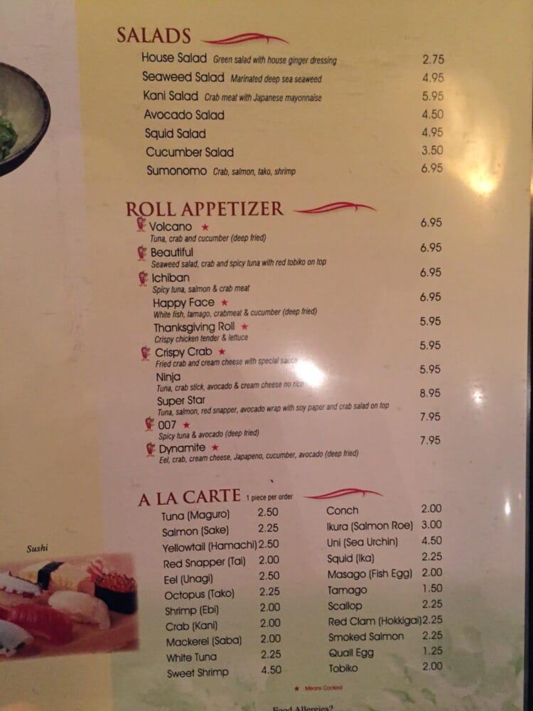 Menu at Volcano Sushi Bar & Hibachi, Del City, Main St 103
