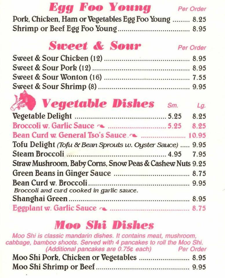 Menu at Wokky's restaurant, Bristol