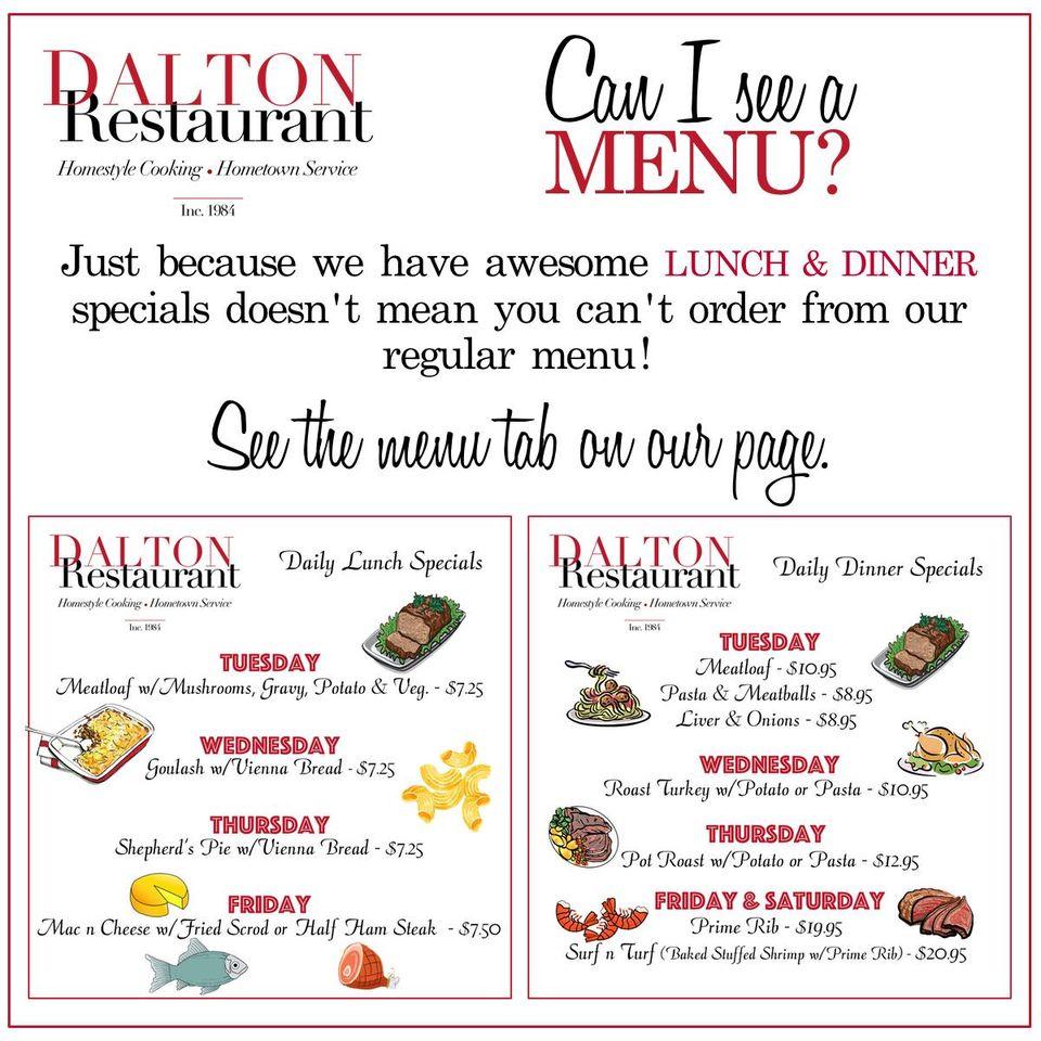 Menu at Dalton Restaurant, Dalton