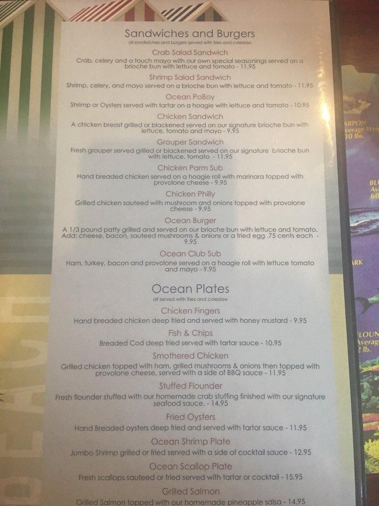 Menu at Oceanside 74 Restaurant and Lounge, Myrtle Beach