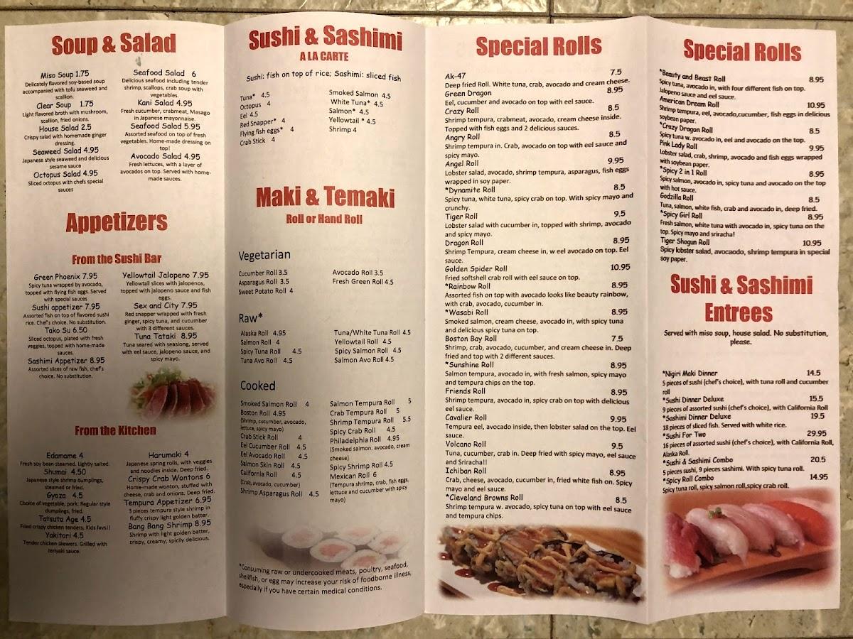 Menu at Yummy Sushi restaurant, Elyria