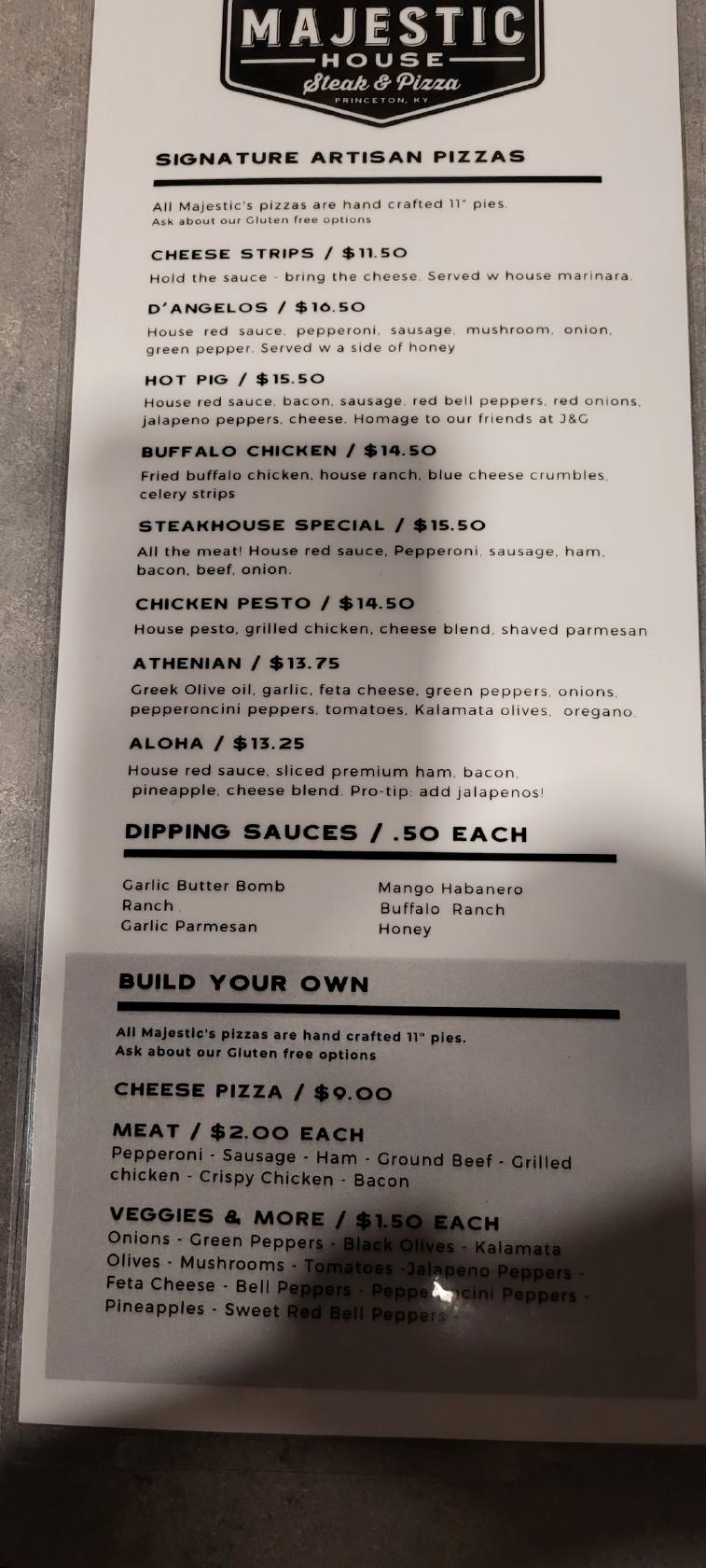 Menu at Majestic House Restaurant, Princeton