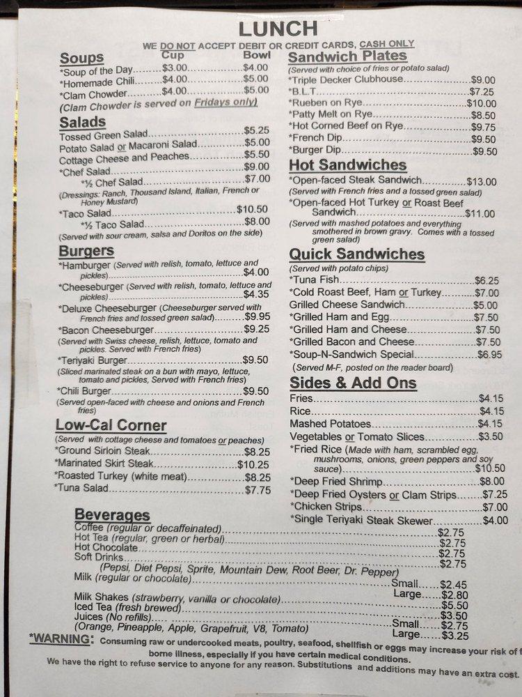 Menu at Little Pat's Place restaurant, Burien