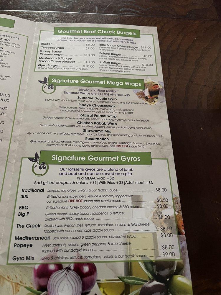 Menu at Olive Falafel restaurant, Middletown
