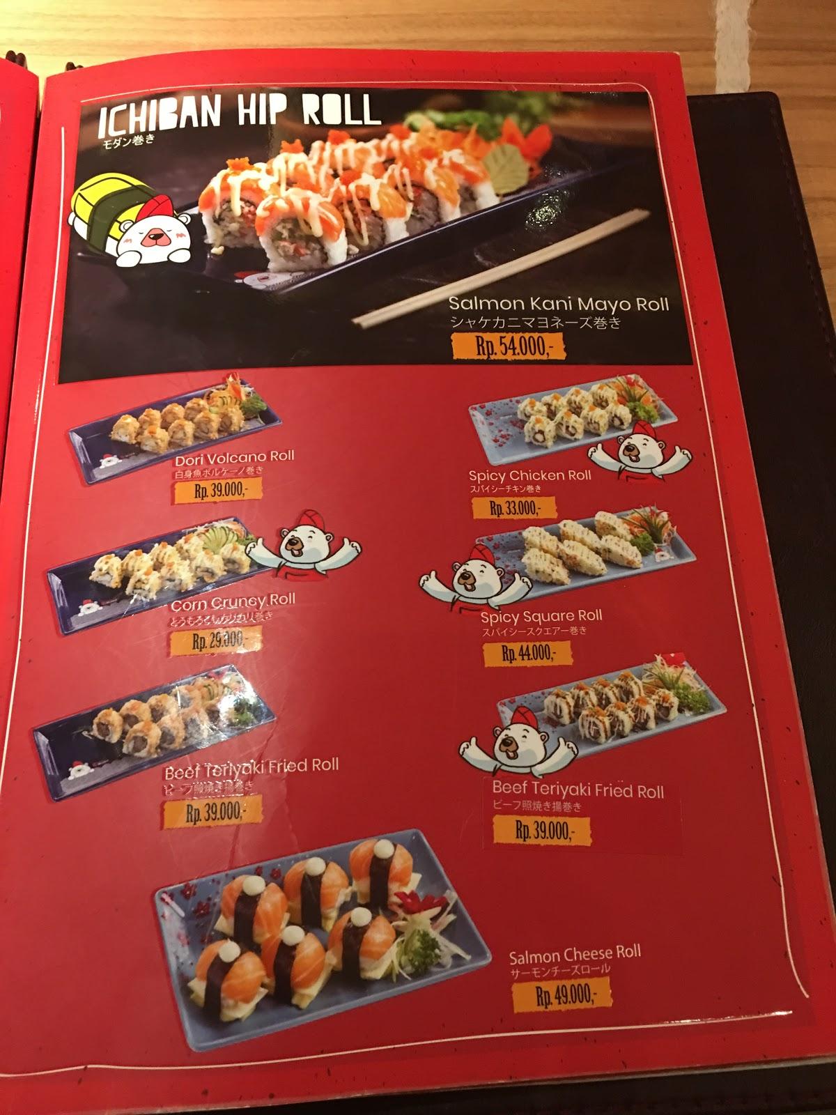 Menu at Ichiban Sushi restaurant, Bandung, 3HCP+2VQ
