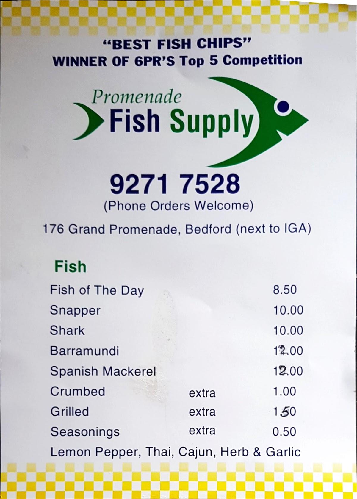 Menu at Promenade Fish and chips fast food, Bedford