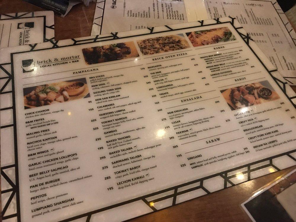 Menu at Brick and Mortar Local Kitchen & Bar, Taguig