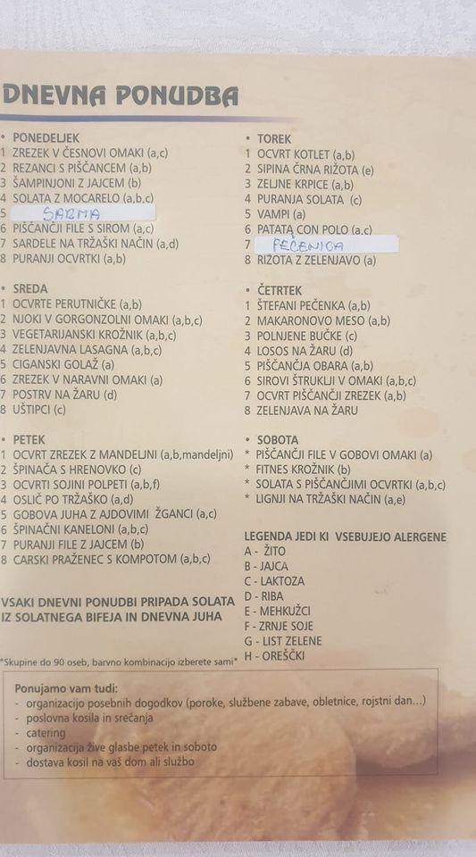 Menu di Restavracija Nigra 