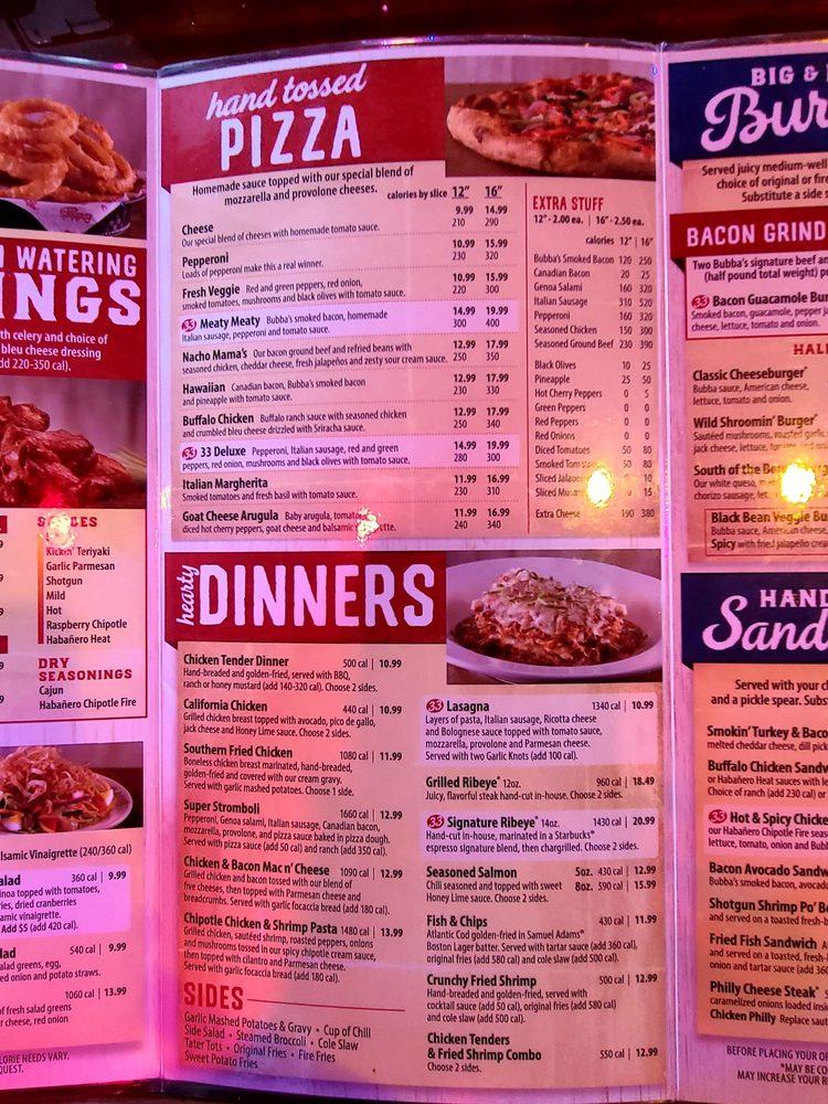 Menu At Bubba's 33 Pizzeria, Oklahoma City