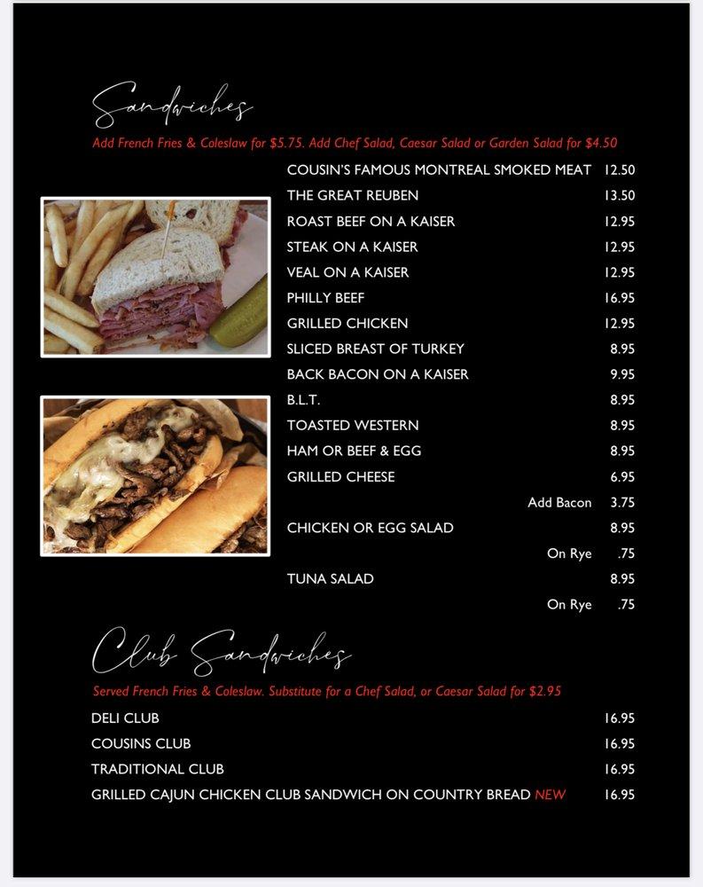 Menu at Cousins Steak House & BAR, Newmarket