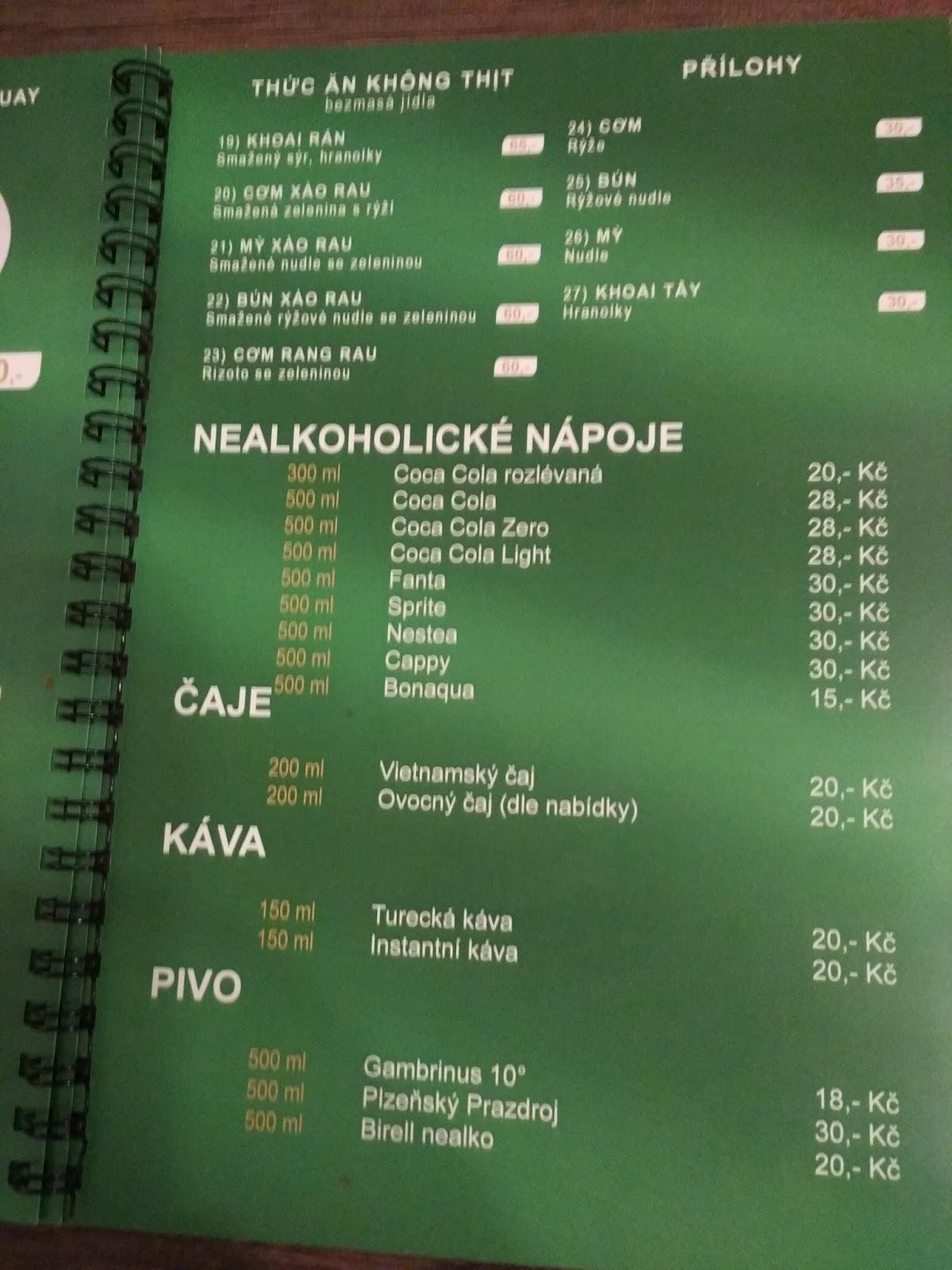 Menu at Pho Viet restaurant Ústí nad Labem