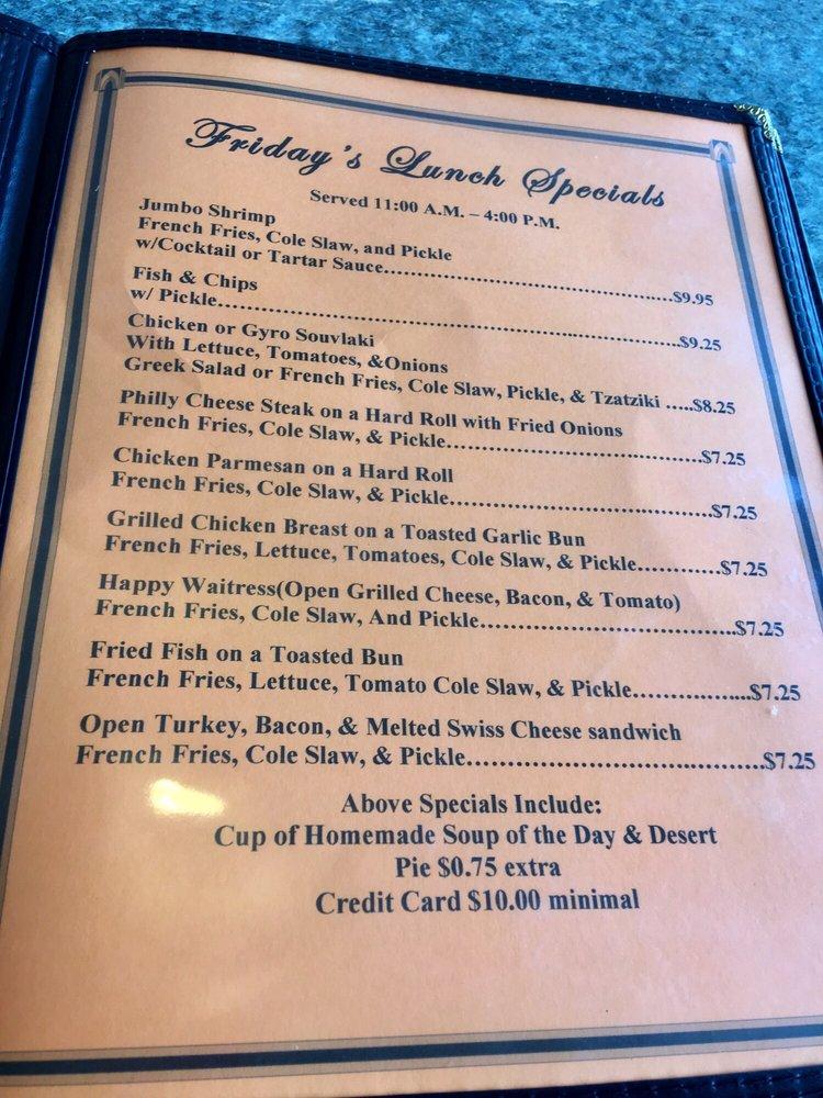 Menu at Bob's Restaurant, Hudson