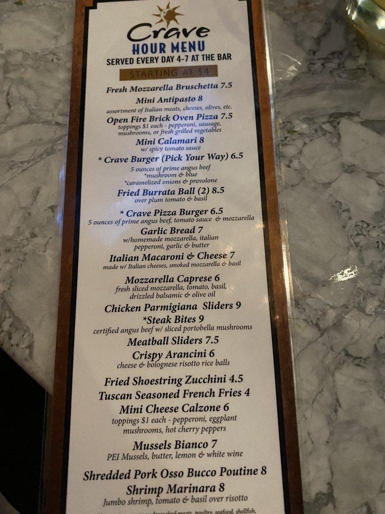 Menu At Crave Italian Oven And Bar Myrtle Beach Myrtle Beach