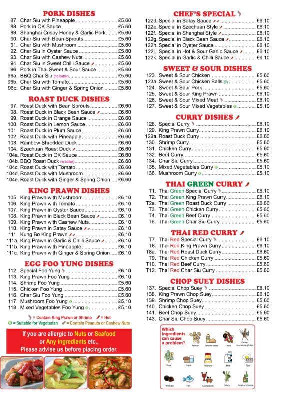 Menu at Golden Flower fast food, Stockport