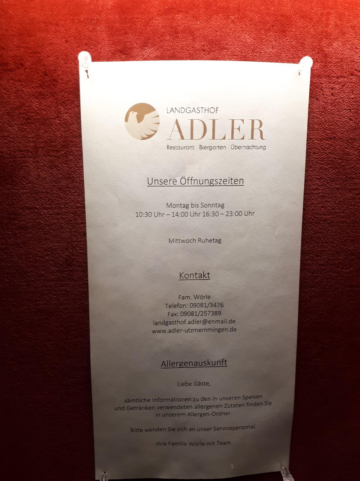 Speisekarte von Landgasthof Adler restaurant Riesbürg