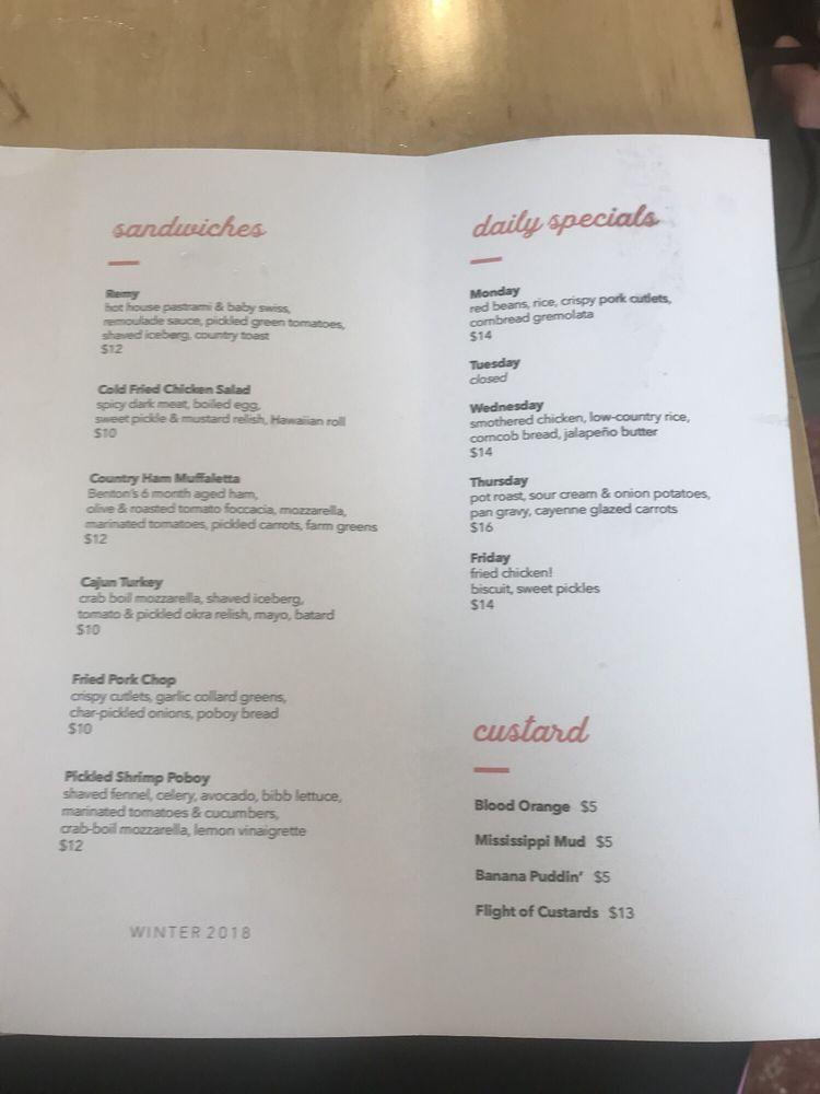 Menu at Hambone restaurant, Mandeville
