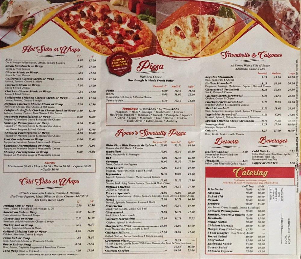 Menu at Rocco's Pizzeria & Italian, Hellertown