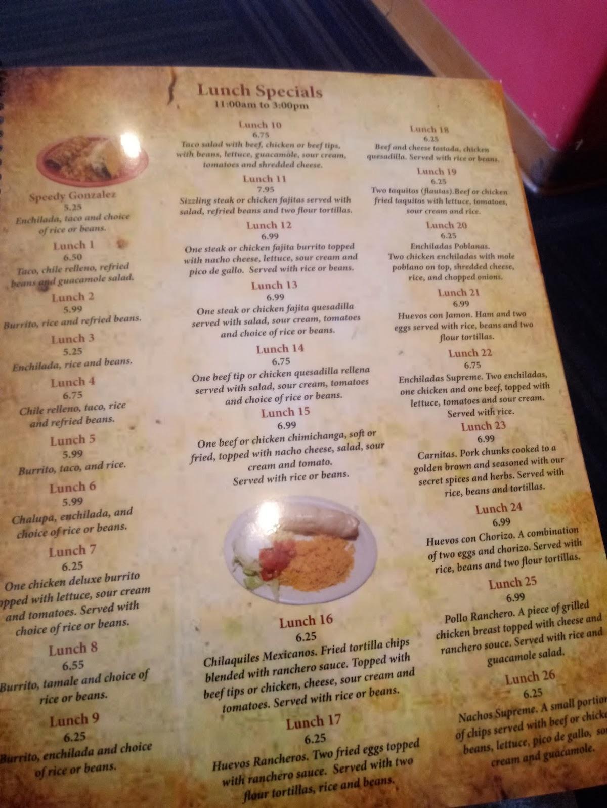 Menu at El Parian Mexican Restaurant, Virginia Beach, Virginia Beach