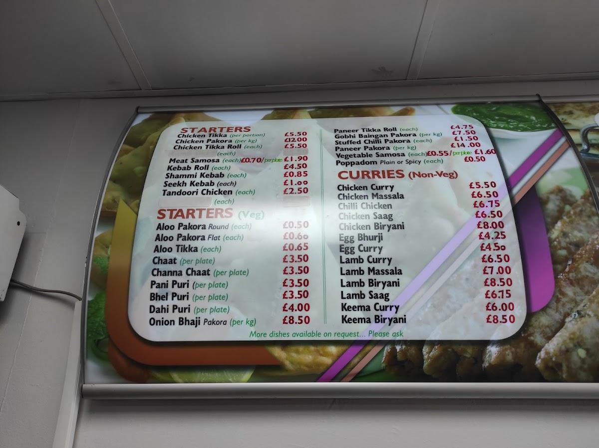 Menu at Bala Sweet & Tandoori Centre fast food, Bedford