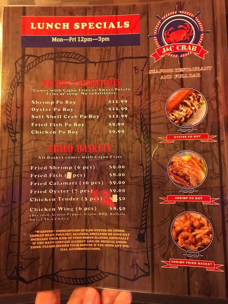 Menu at J&C Crab Juicy Seafood restaurant, Jacksonville