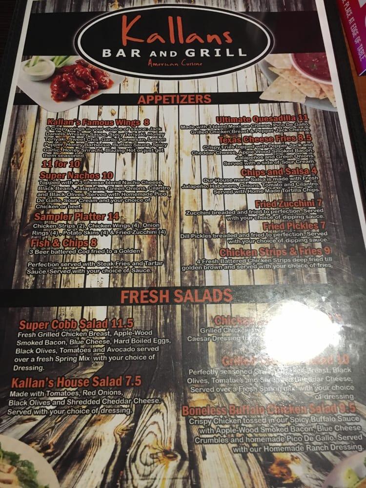 Menu at Kallans Bar And Grill, Big Bear